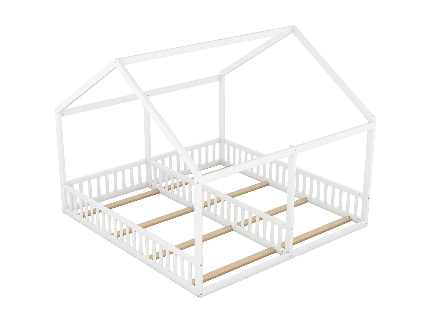 Lit cabane pour 2 enfants 90x200cm - lits plats modèles de maison lits 2 couchage 2 en 1 - blanc