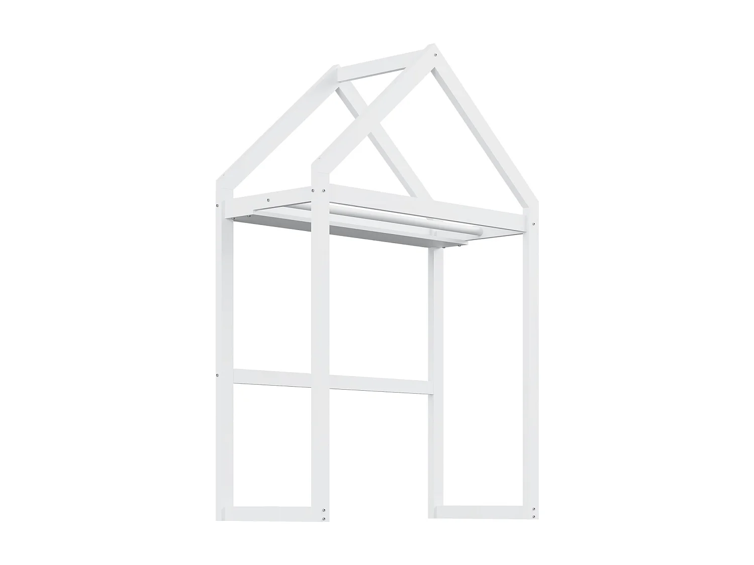 Kajuitbed 90x200cm, massief houten frame met opbergruimte, volledige veiligheidsbarrière en deuren en bedbodem inbegrepen, wit