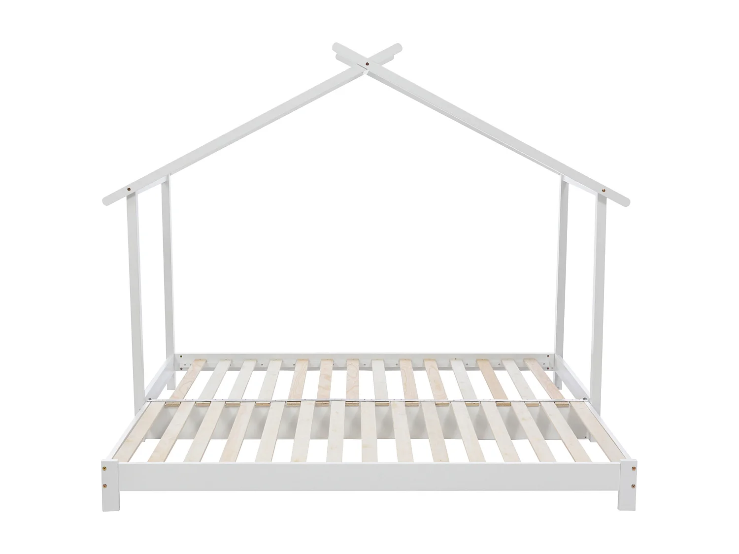 Lit cabane gigogne 90 /180 x 190cm - Lit d'enfant en bois lit simple/double transformable avec sommier à lattes blanc