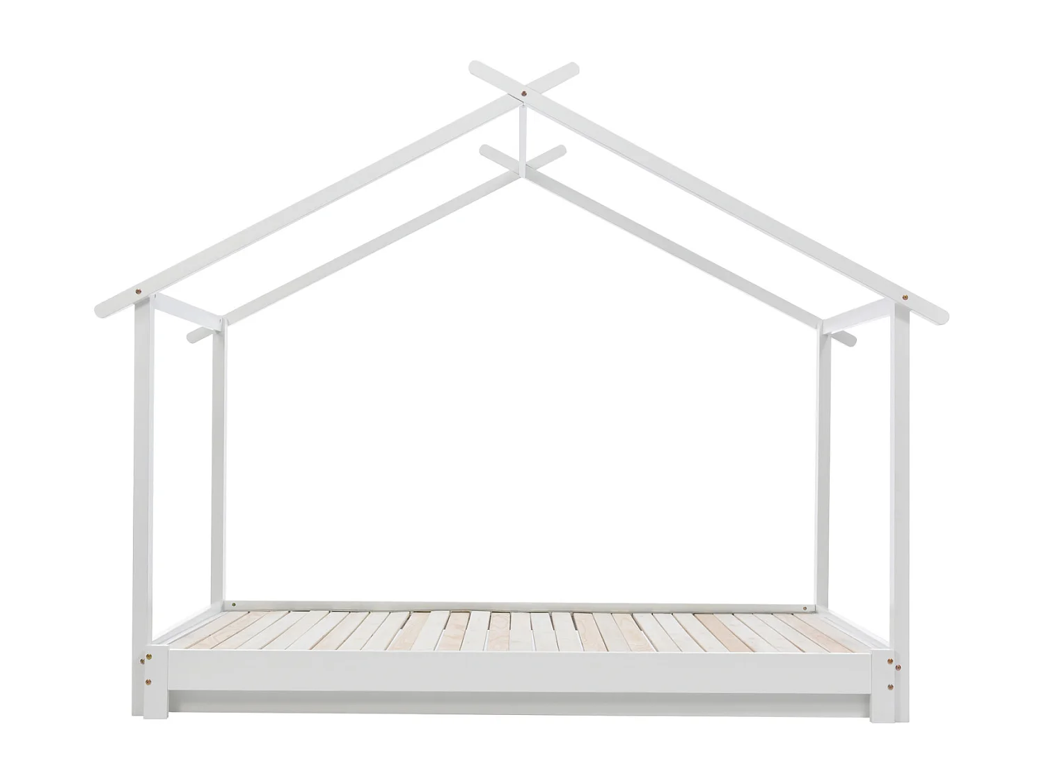 Lit cabane gigogne 90 /180 x 190cm - Lit d'enfant en bois lit simple/double transformable avec sommier à lattes blanc