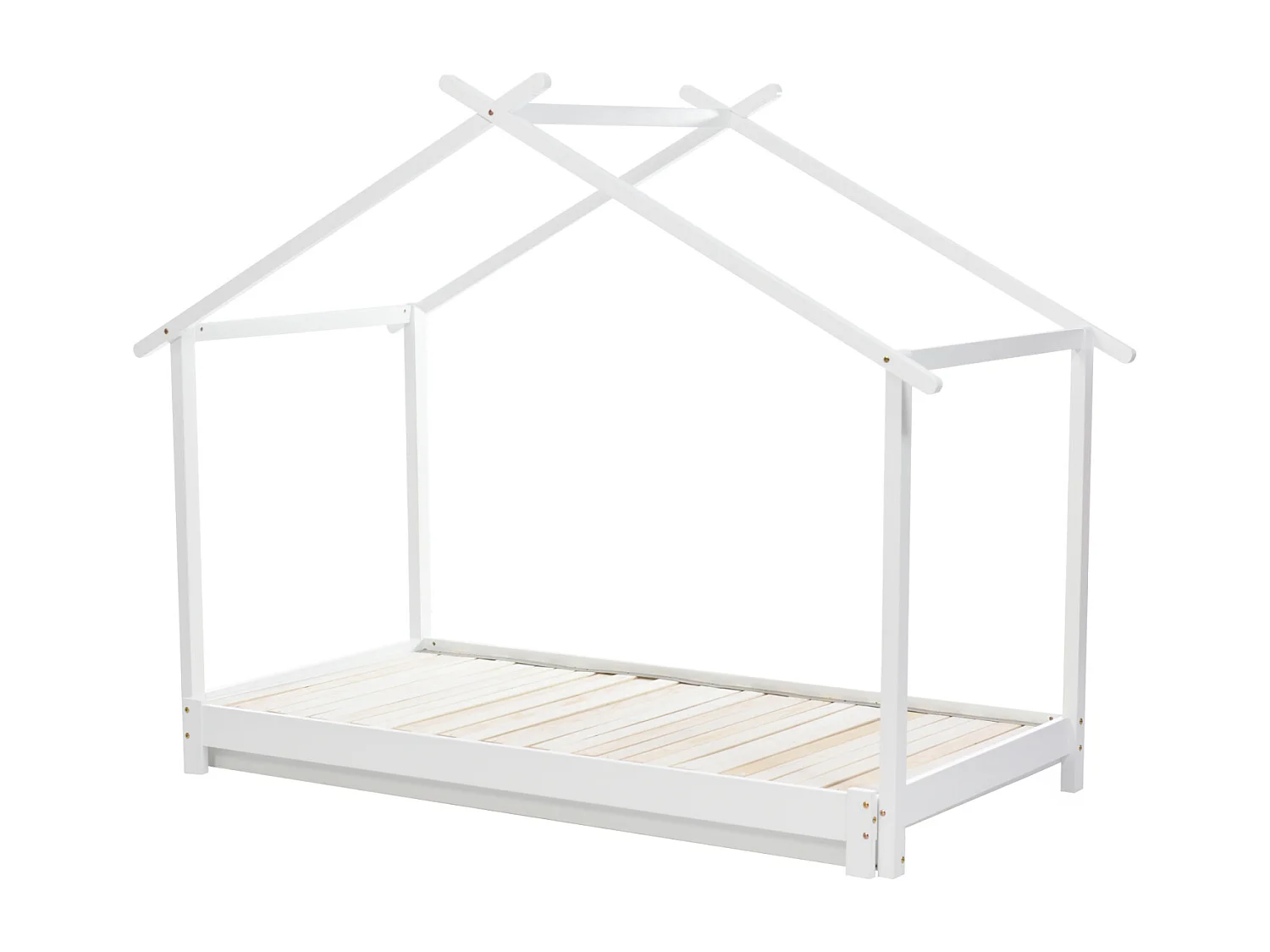 Lit cabane gigogne 90 /180 x 190cm - Lit d'enfant en bois lit simple/double transformable avec sommier à lattes blanc