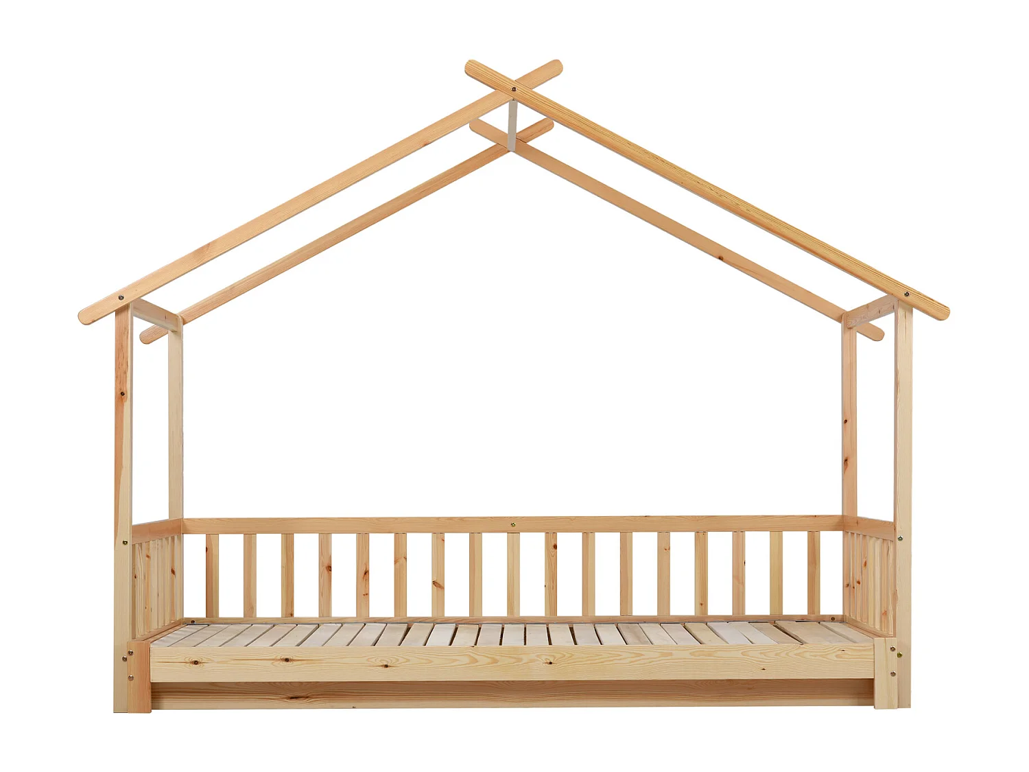 Lit Cabane Extensible Lit de Maison Lit d'Enfant Lit de Jour Lit Simple et Souble Bois Massif Pur Naturel (200x90cm)