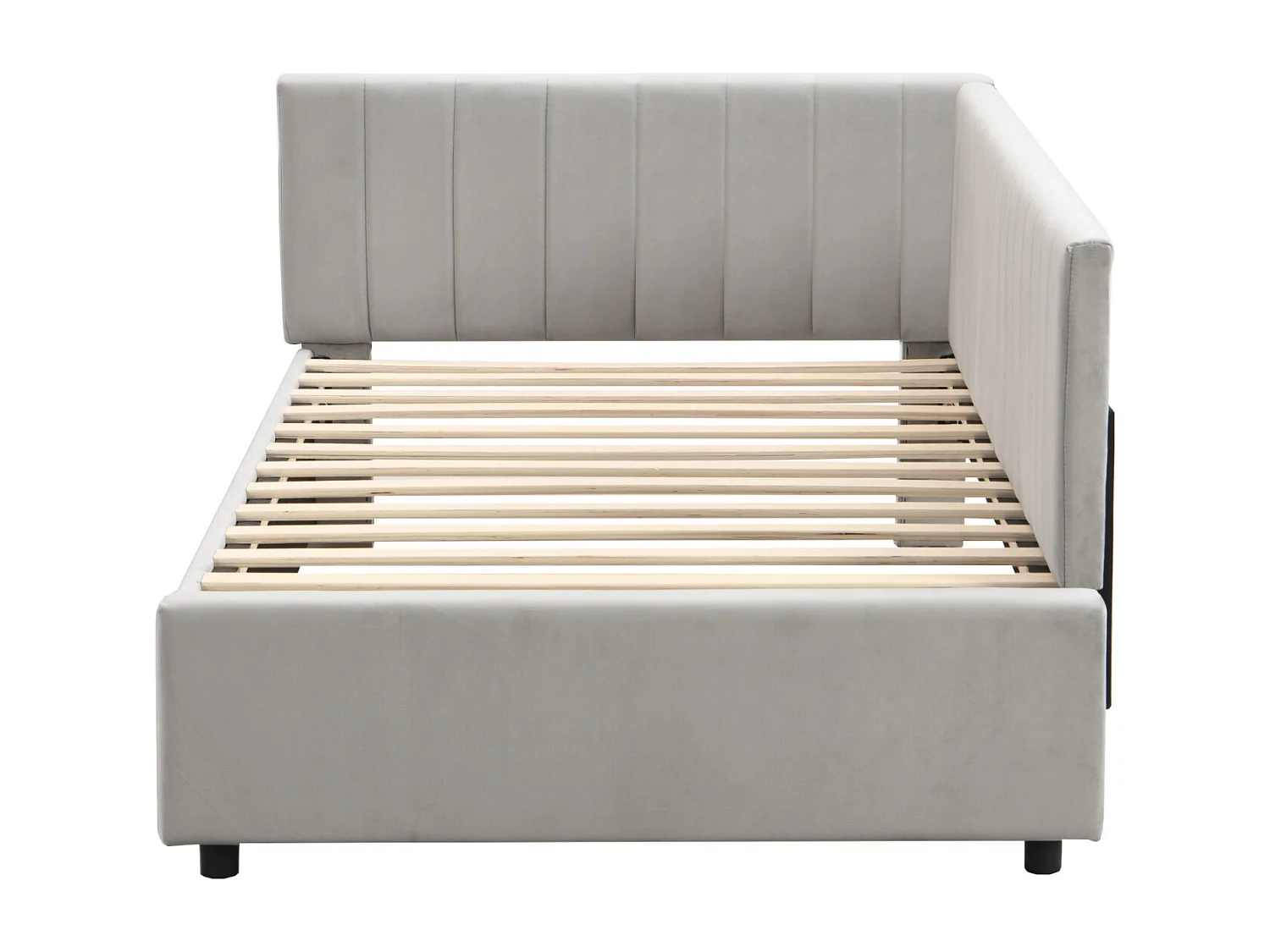 Cama nido tapizada 90x200cm, sofá cama, somier, cama individual, terciopelo, Gris