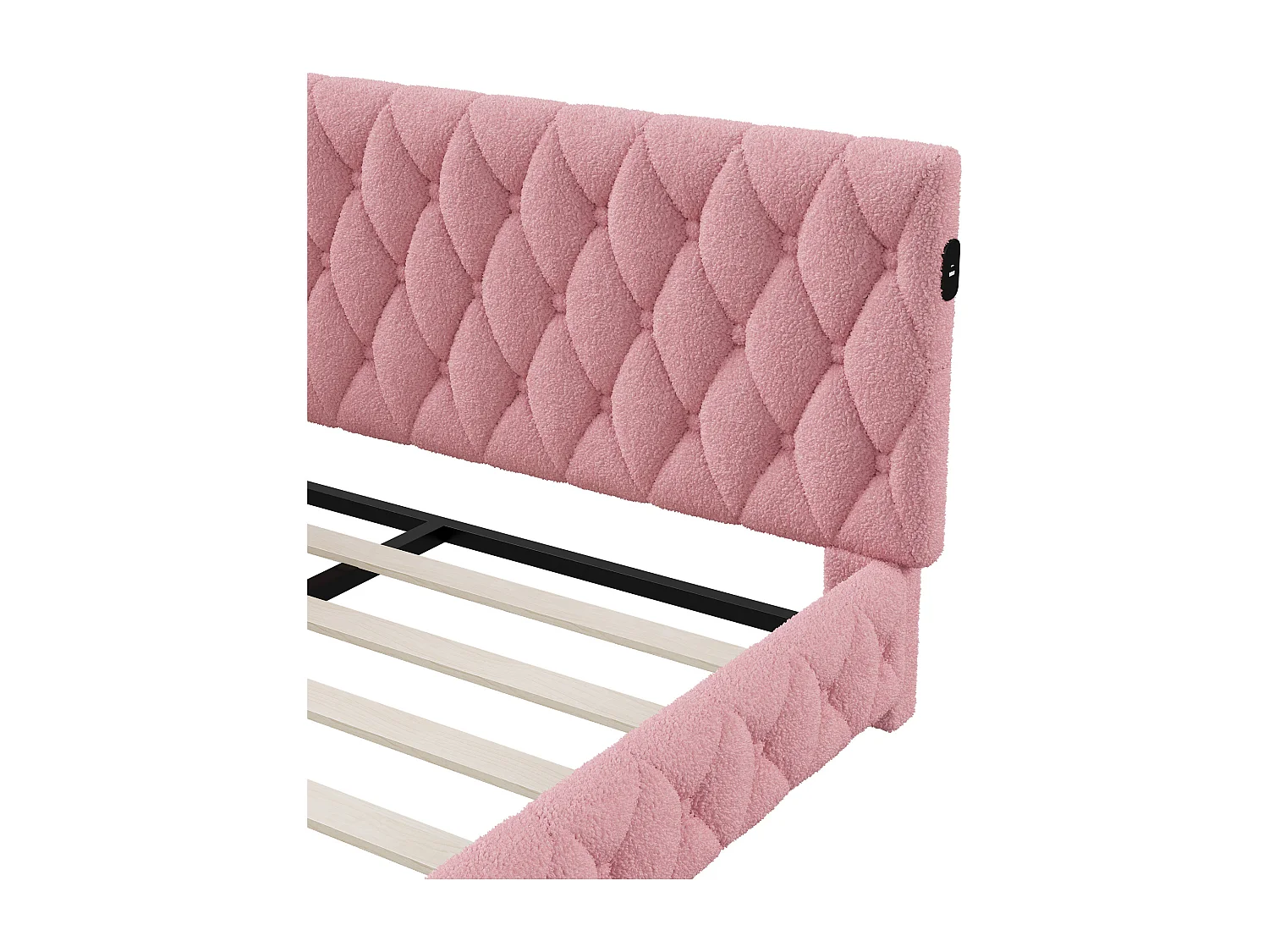Lit gigogne 140x200 cm - Teddy velours, Canapé lit convertible avec éclairage LED et recharge USB,  - ROSE