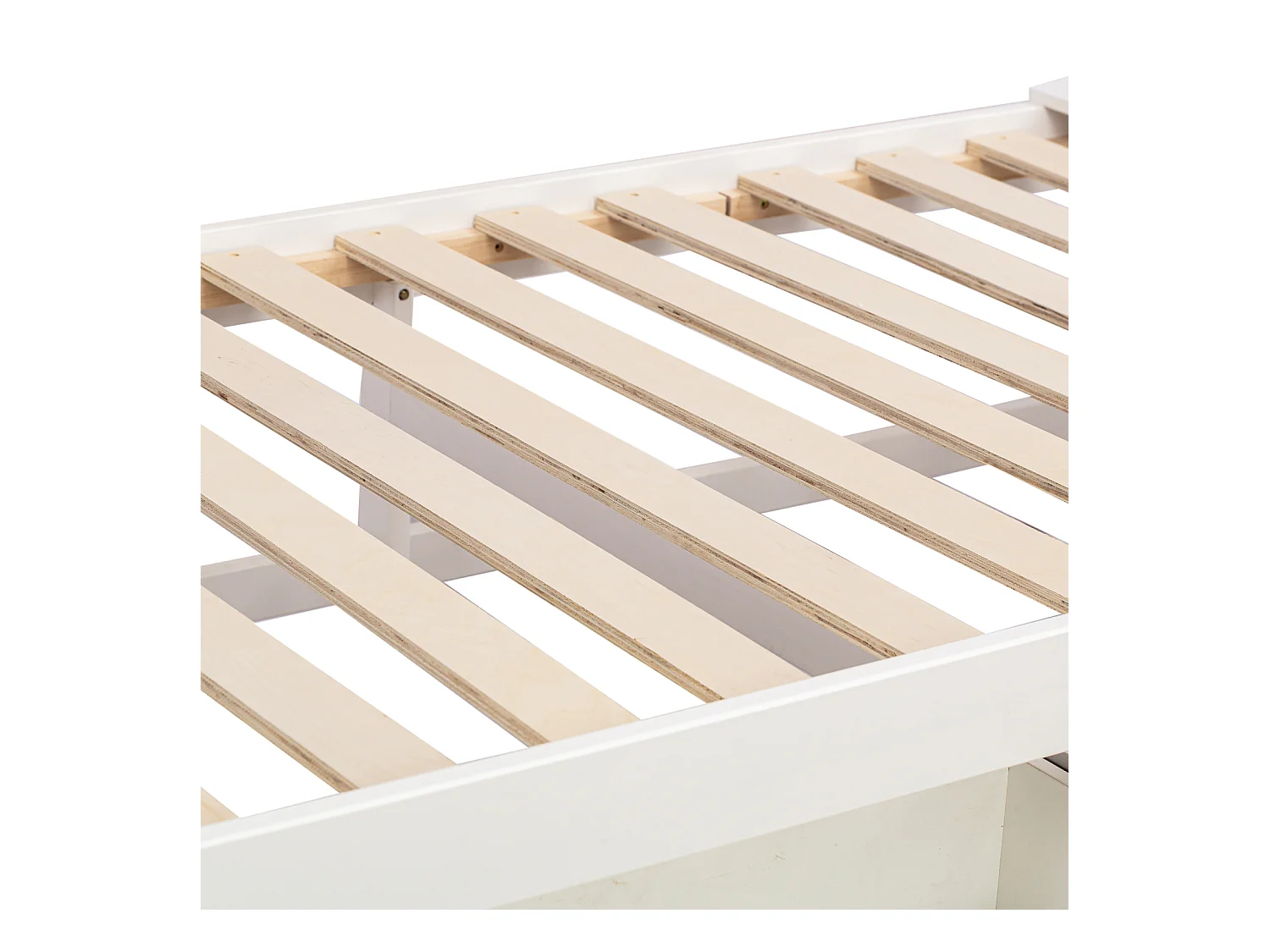 Cama nido 90x190cm, cama infantil con cajón extensible, somier de láminas, cabecero con baldas y puerto USB, color blanco