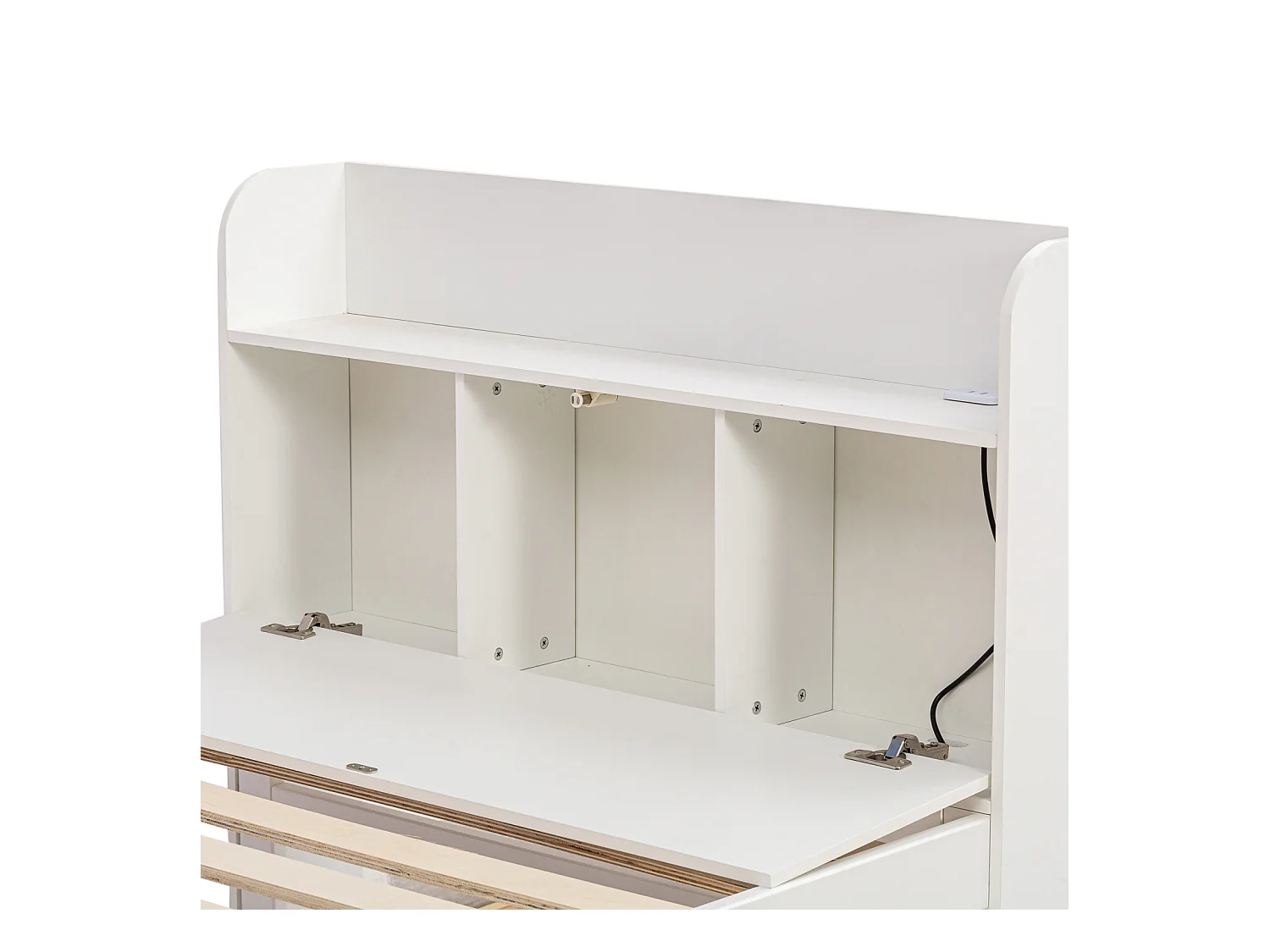 Cama nido 90x190cm, cama infantil con cajón extensible, somier de láminas, cabecero con baldas y puerto USB, color blanco