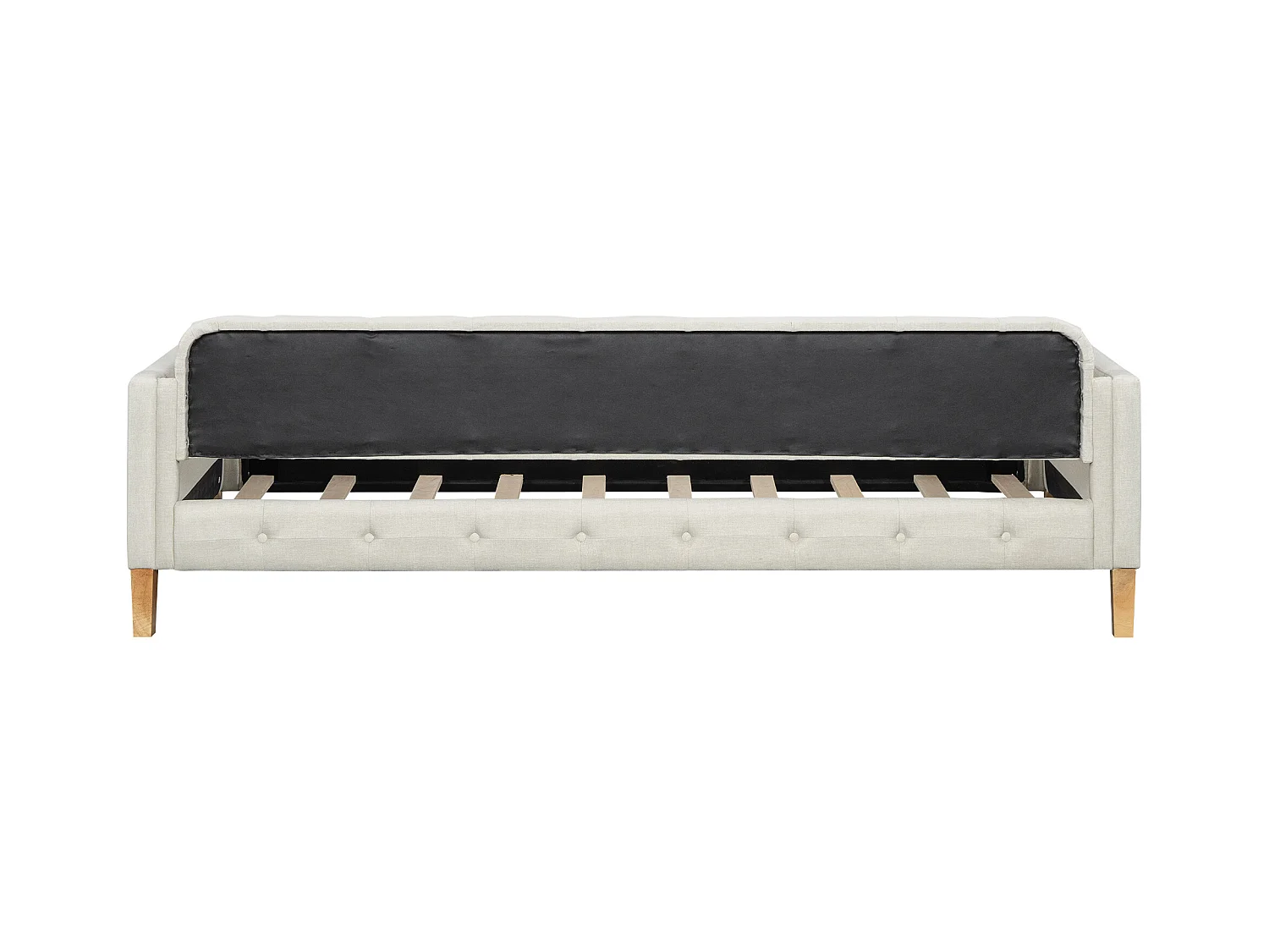 Cama individual 90x200cm, sofá cama, decoración de botones, sencillo y elegante, con somier de láminas, color beige.