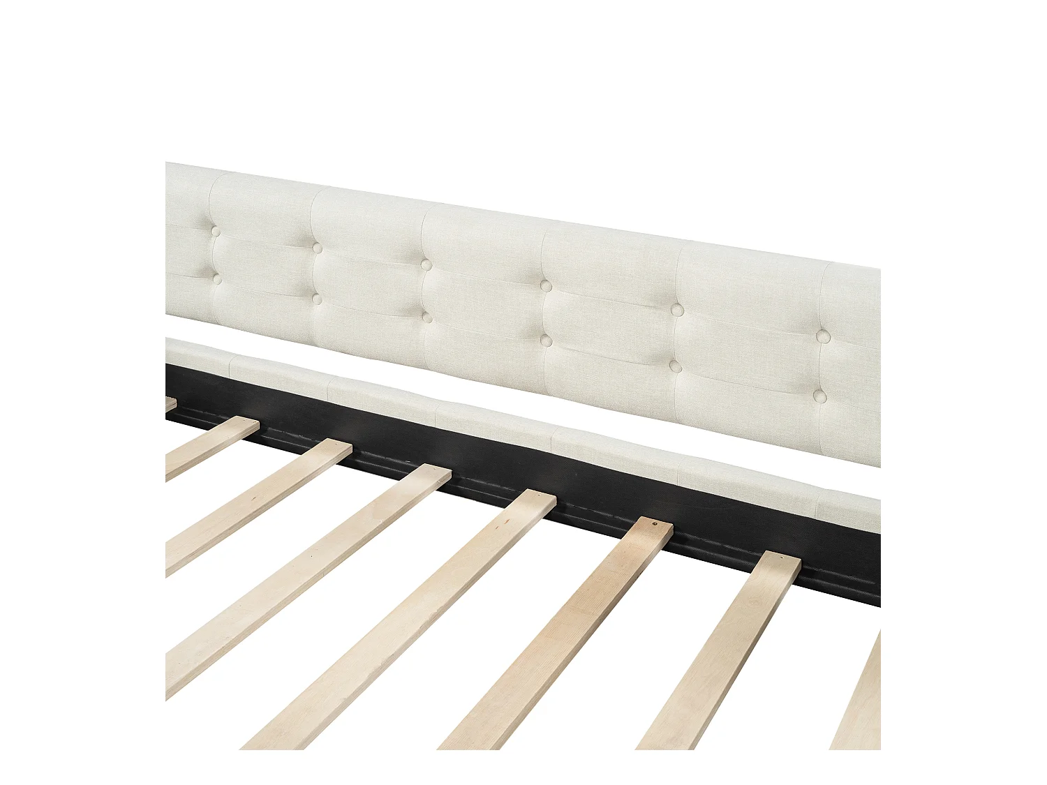 Cama individual 90x200cm, sofá cama, decoración de botones, sencillo y elegante, con somier de láminas, color beige.