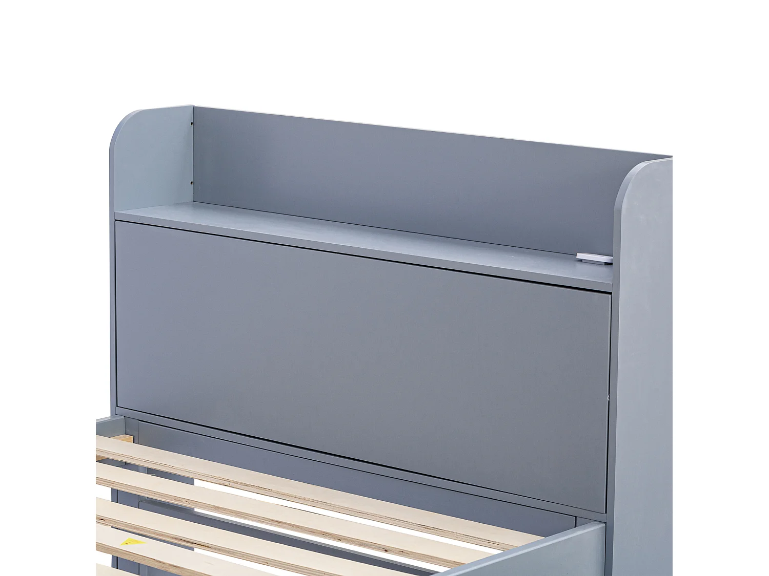 Uitschuifbed 90x190cm, kinderbed met uitschuifbare lade, lattenbodem, hoofdbord met opbergplanken en USB-aansluiting, grijs