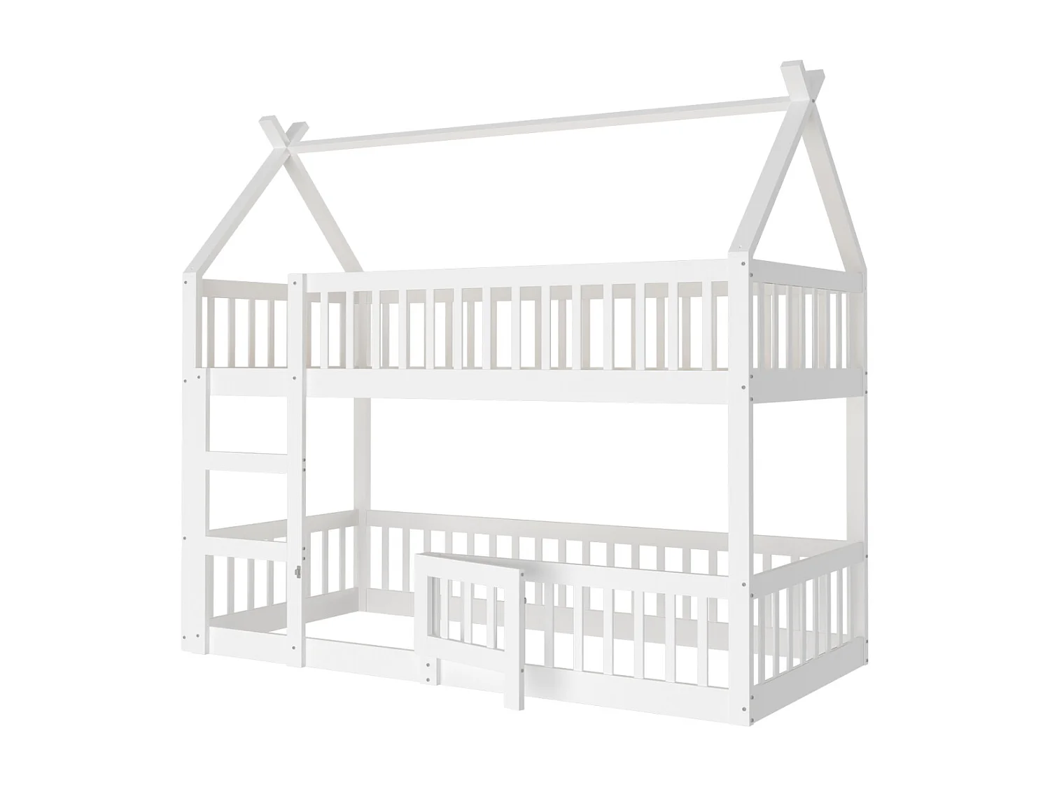 Letto a castello per bambini 90*200, letto per famiglie per bambini, con scale, struttura per letto a castello in legno massello, bianco