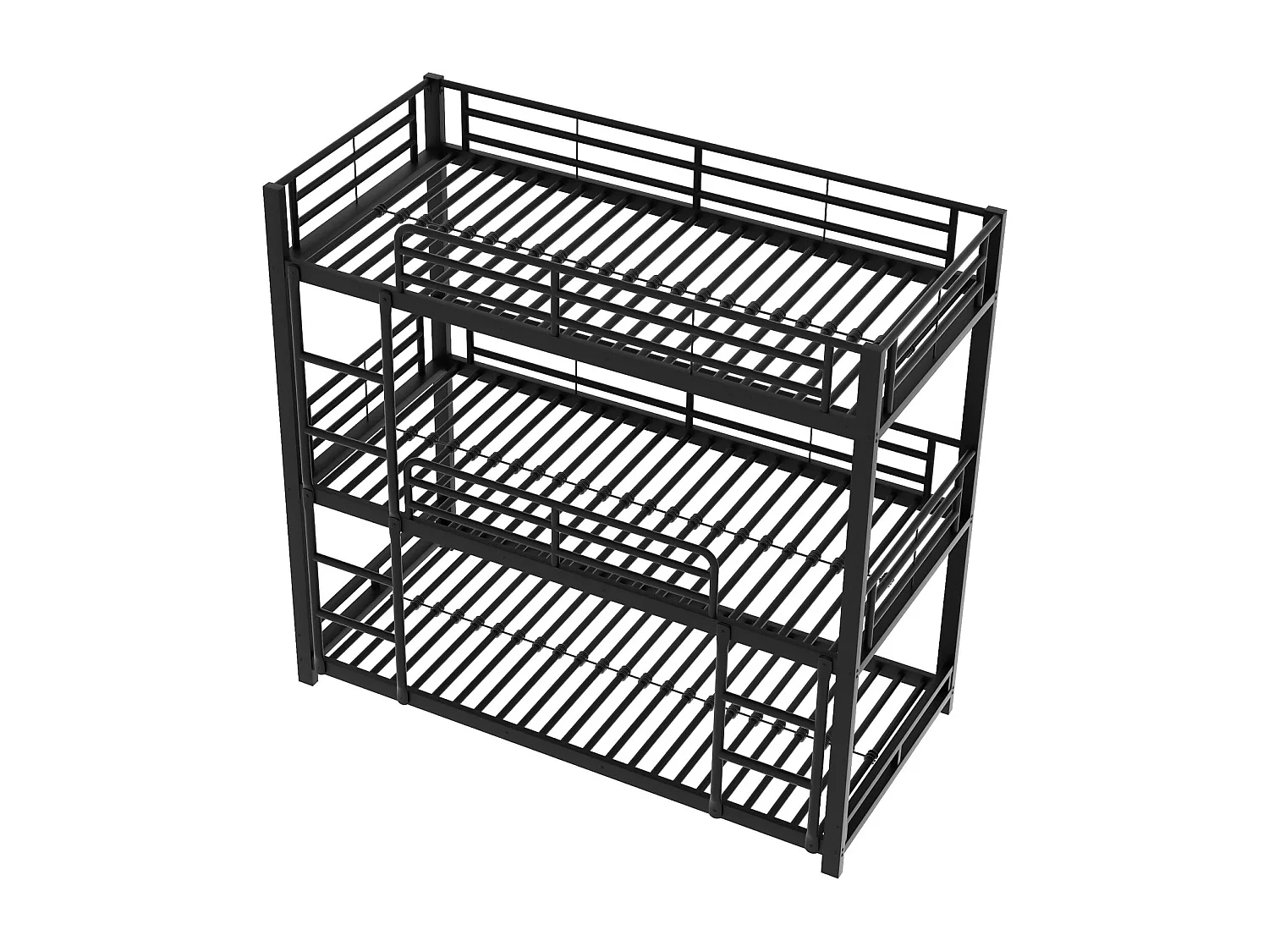 Stapelbed 90x200cm, metalen bedframe met ladders, voor kinderen, tieners en volwassenen, zwart