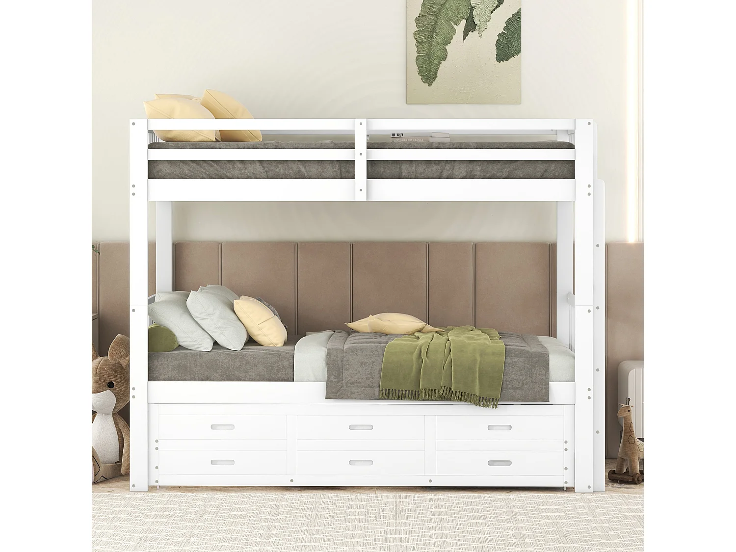 Lit superposé 90x200cm - Lit d'Enfant Cadre de Lit en Pin et MDF avec échelle Échelle - Lit Extensible + 3 Tiroirs Blanc