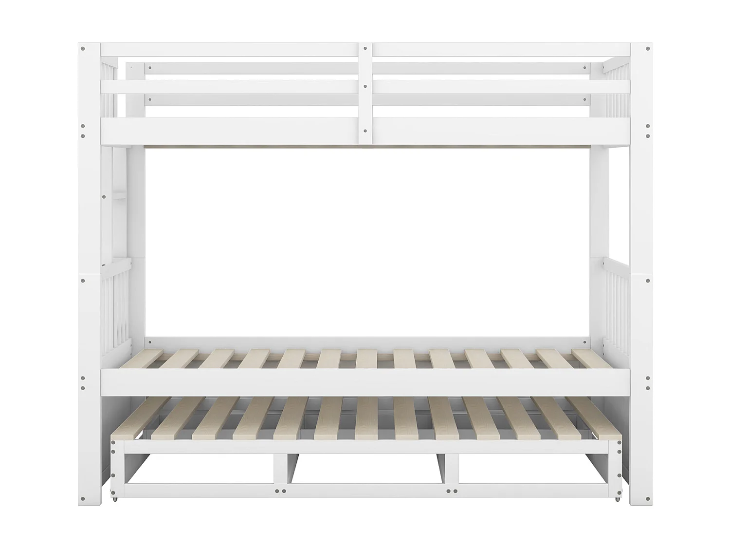 Lit superposé 90x200cm - Lit d'Enfant Cadre de Lit en Pin et MDF avec échelle Échelle - Lit Extensible + 3 Tiroirs Blanc