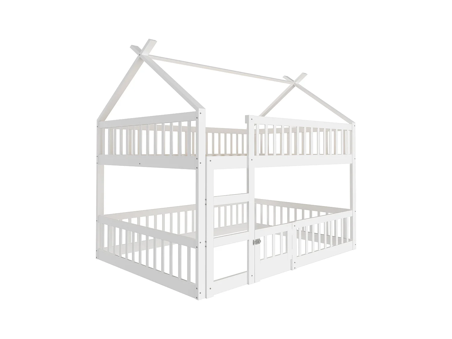 Litera infantil de 140 x 200 cm, cama familiar infantil con escalera, estructura de madera maciza, color blanco