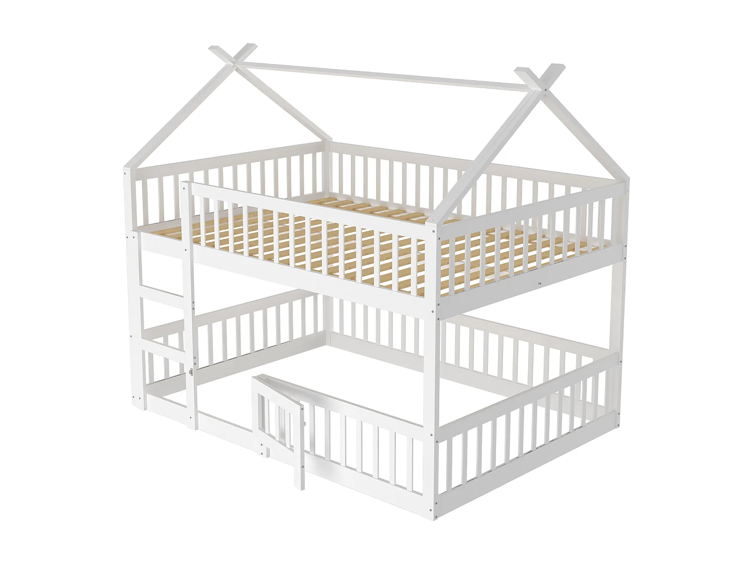 Beliche infantil 140*200, cama familiar infantil, com escadas, estrutura de beliche de madeira maciça, branco