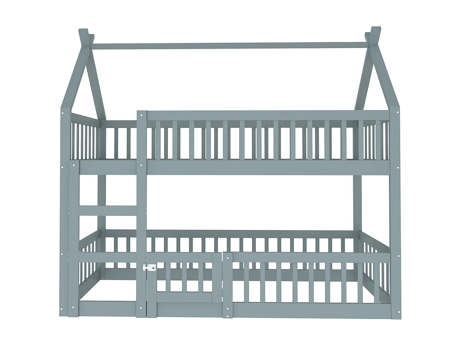 Letto a castello per bambini 90*200, letto per famiglie con scale, struttura in legno massello, grigio
