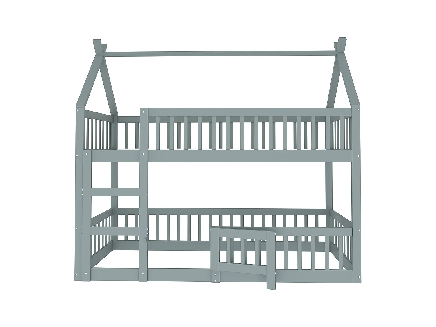 Lit Superposé Pour Enfants 90*200, Lit Familial Pour Enfants, avec Escalier, Cadre de Lit Superposé en Bois Massif, Gris