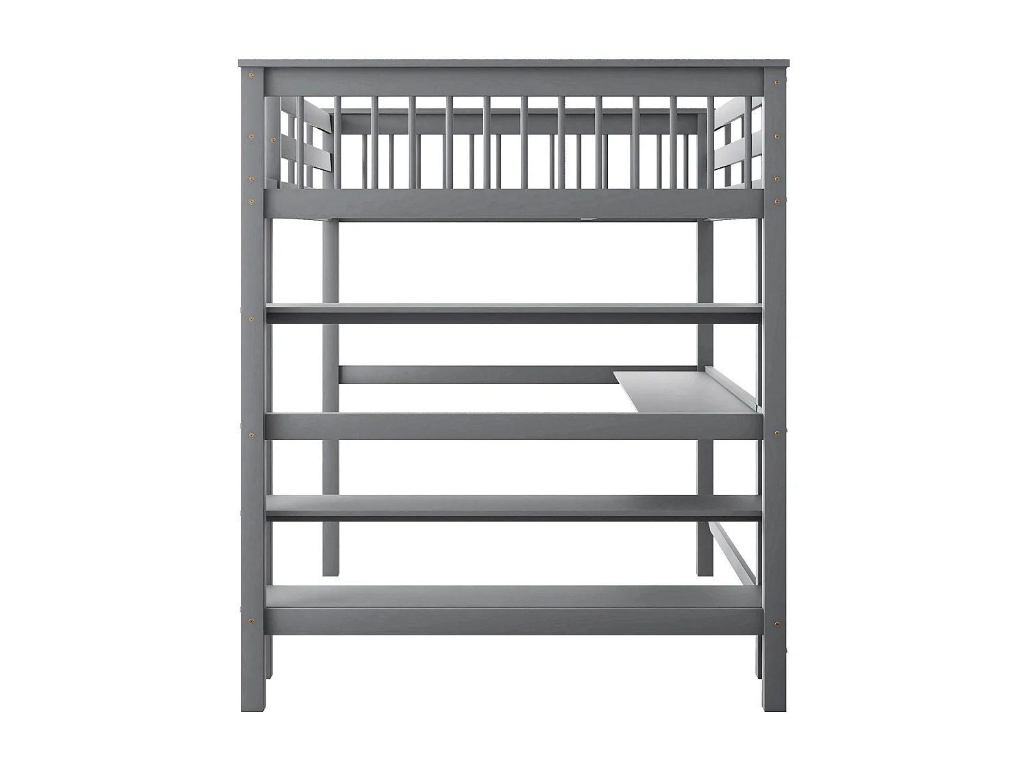 Kinderhoogslaper 140 x 200 met opbergvak en bureau onder het bed, grijs