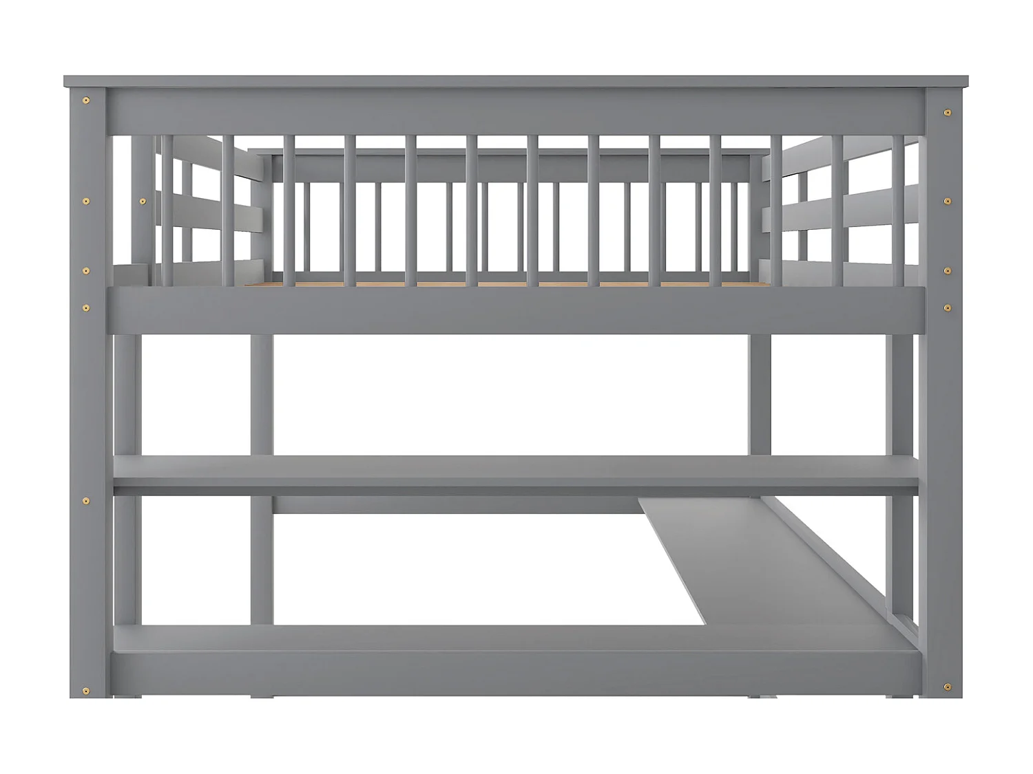 Kinderhoogslaper 140 x 200 met opbergvak en bureau onder het bed, grijs