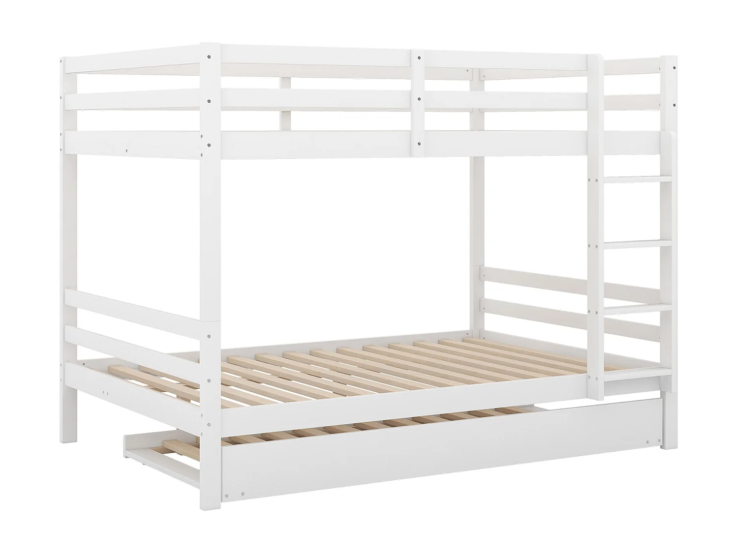 Litera 140x200cm, con cama nido 90x190cm, con escalera, cama alta, color blanco