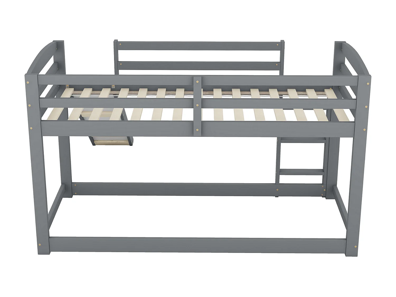 Letto a castello 90x200cm, letto per bambini con scivolo, 1 rete a doghe, struttura in legno massello, facile da montare, grigio