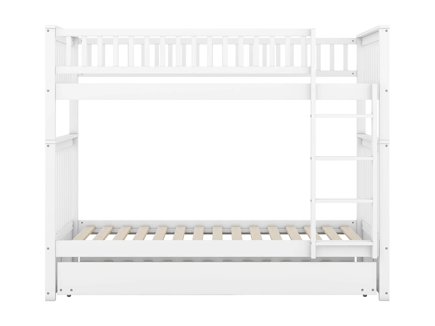 Stapelbed 90x200cm met 1 uitschuifbed 90x190cm, met hoge, stabiele, anti-val trapleuning, wit