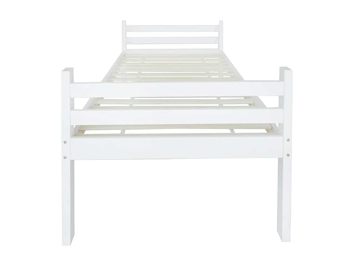 Kinderstapelbed, kinderbed met drie-laags hoekladder en valbeveiliging, bed gedeeld in 2 eenpersoonsbedden, tienerbed, eenpersoonsbed, grenen frame, wit, 90x200cm