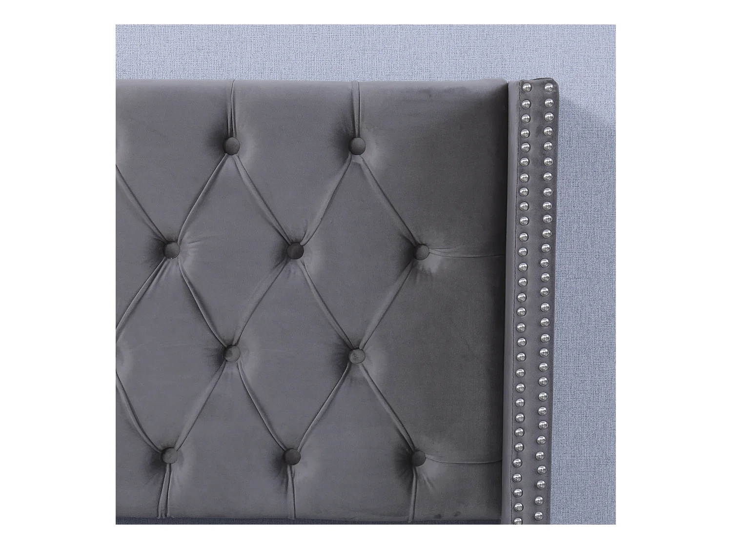 Cama canapé 140x190cm, cama doble con somier de láminas y cabecero en forma de oreja, cama tapizada en terciopelo, Gris