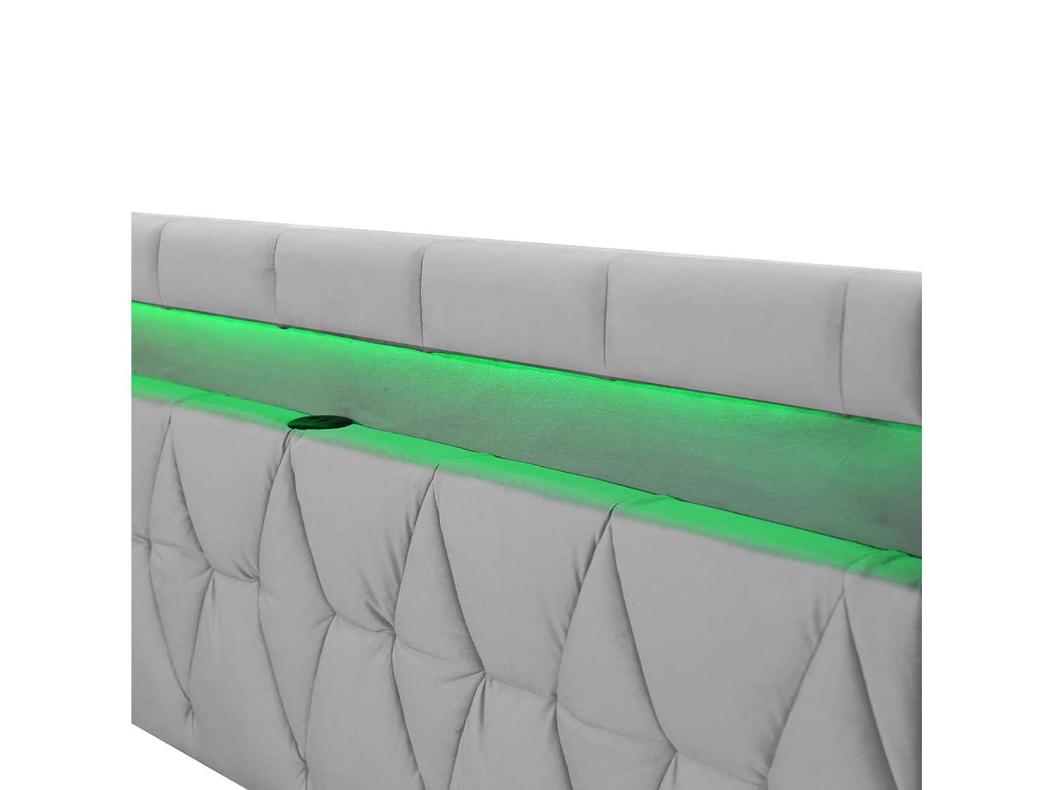 Letto contenitore imbottito 160x200cm - con ampio schienale - con LED e porta USB - velluto - letto contenitore - grigio