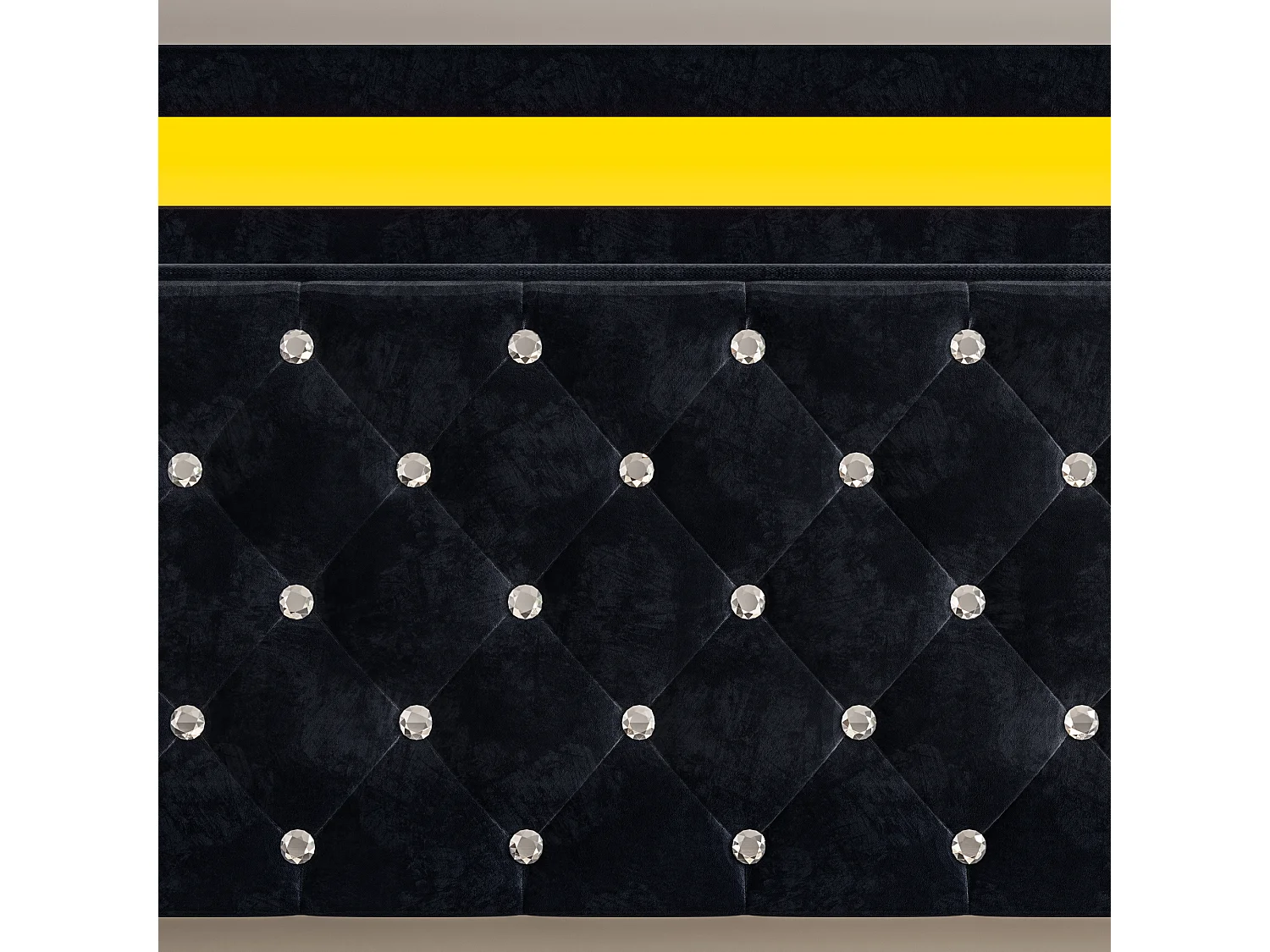 Lit coffre 180x200 cm en velours - avec LED et sommier à lattes - Lit double de rangement - avec tête de lit réglable en hauteur - Noir