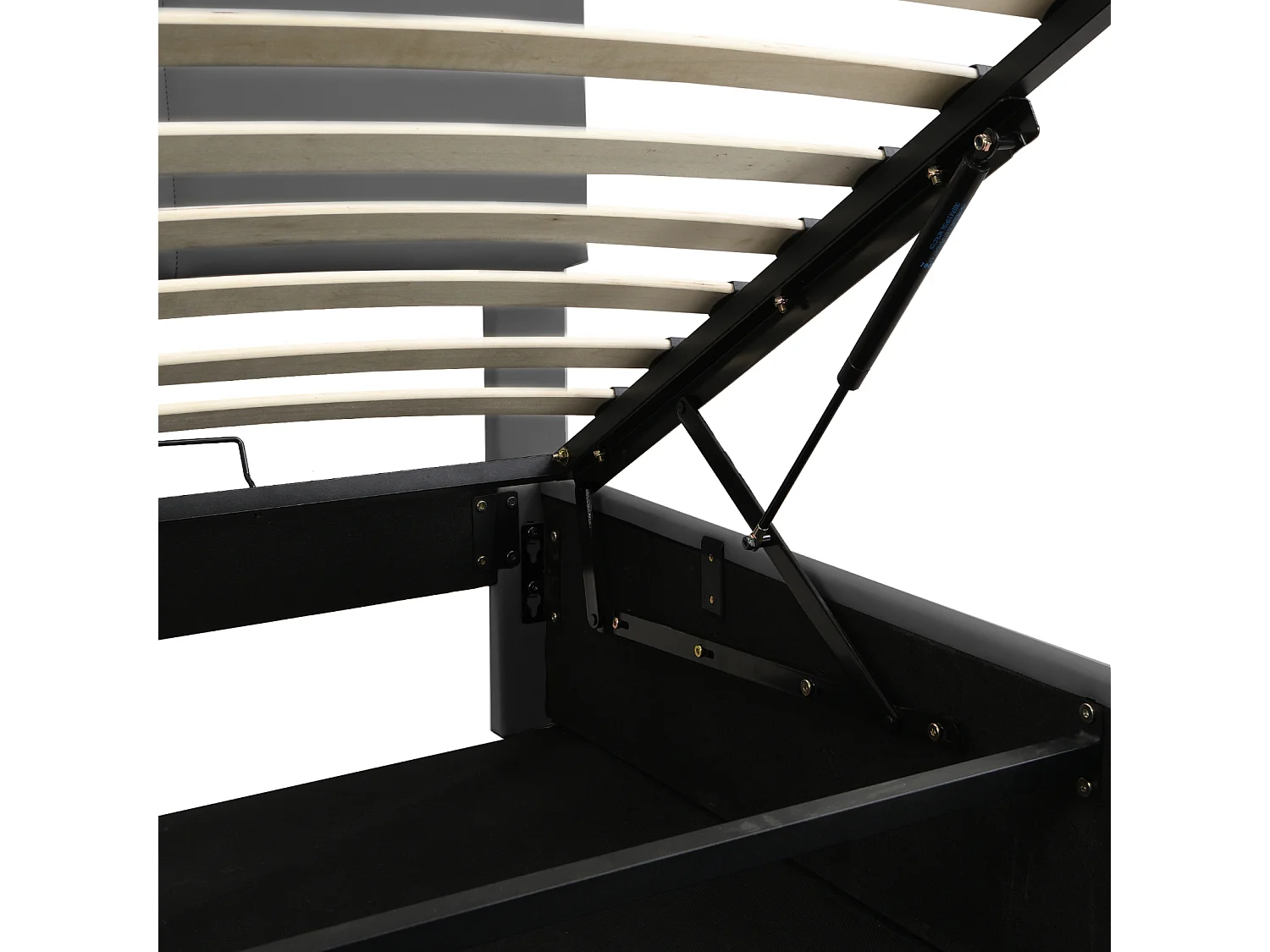 Lit coffre 180x200 cm - Lit doub LED capitonné relevable hydraulique avec sommier à lattes, tête de lit, simili cuir PU - Gris