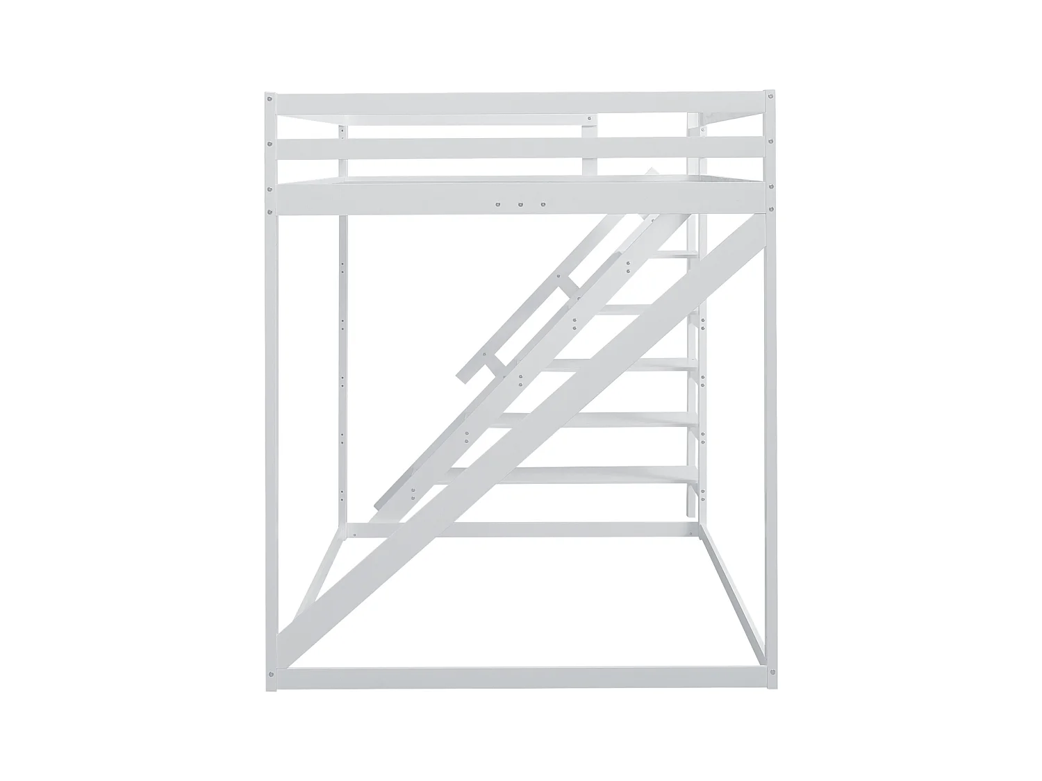 Letto a soppalco per bambini 140x200cm, letto rialzato con scaletta di sicurezza, legno massello, bianco