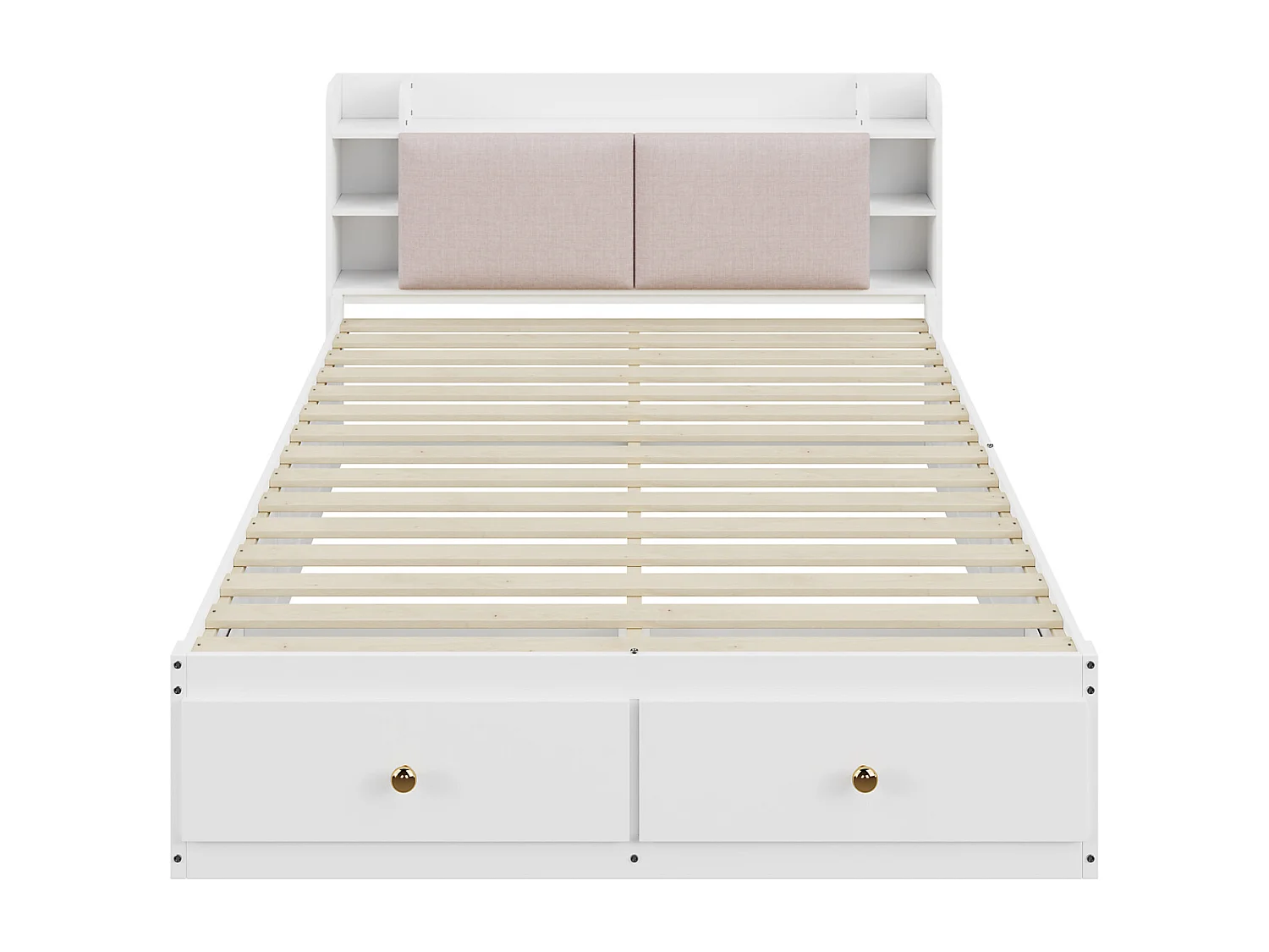 Lit Combiné en Bois Massif - 140x200cm - Tête de lit avec rangement - avec Tiroirs, Table de nuit, Banquette de canapé