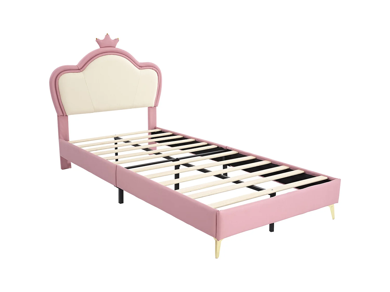 Lit rembourré-avec des bords de protection doux-profil de tête de lit rembourré élégant-rose+blanc-90×200cm