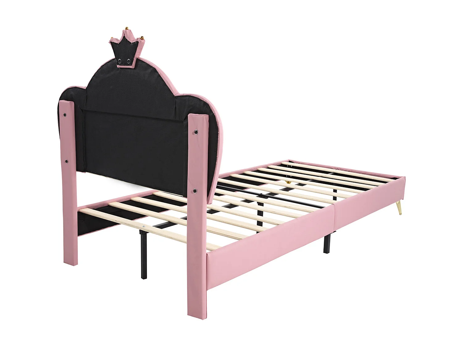 Lit rembourré-avec des bords de protection doux-profil de tête de lit rembourré élégant-rose+blanc-90×200cm