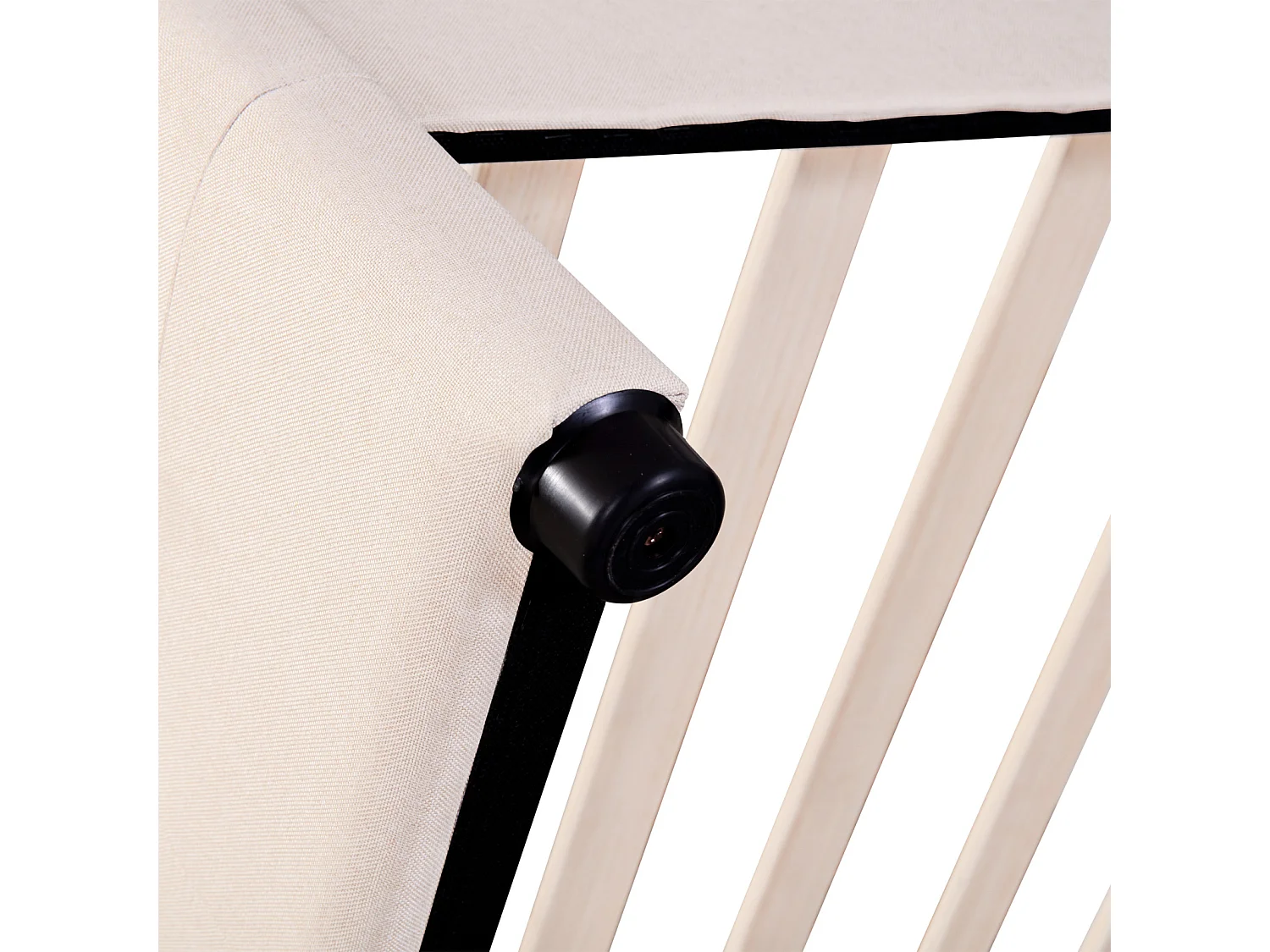 Lit double 140x200 cm - Lit capitonné avec LED, sommier à lattes, 4 tiroirs et tête de lit - beige