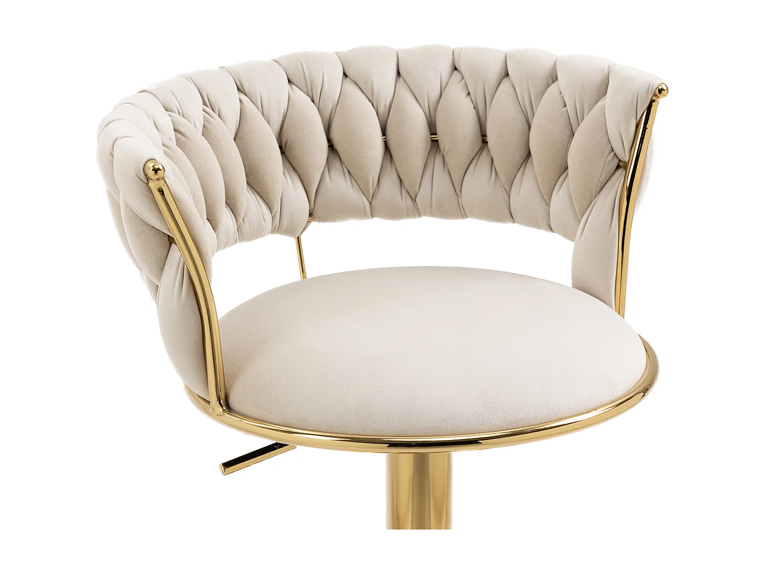 Set de 2 Tabourets de bar pivotantes à 360° et réglables en hauteur avec repose-pieds, velours, beige et argent