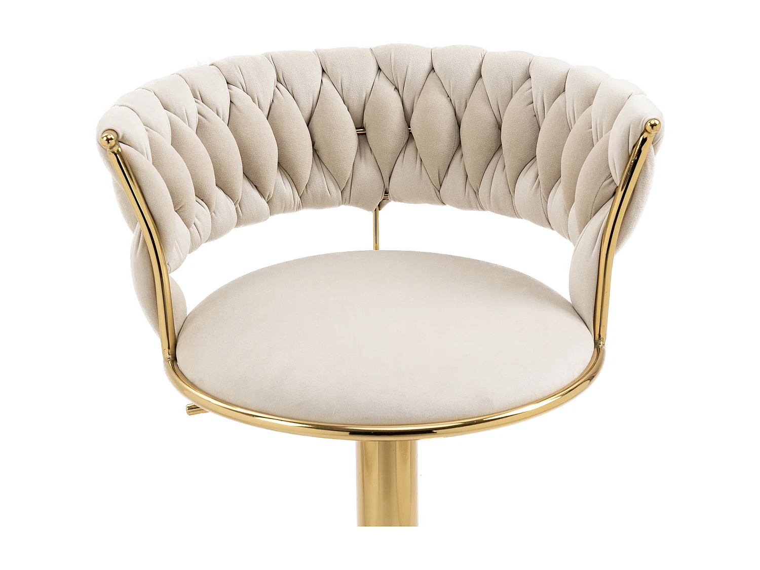 Set de 2 Tabourets de bar pivotantes à 360° et réglables en hauteur avec repose-pieds, velours, beige et argent