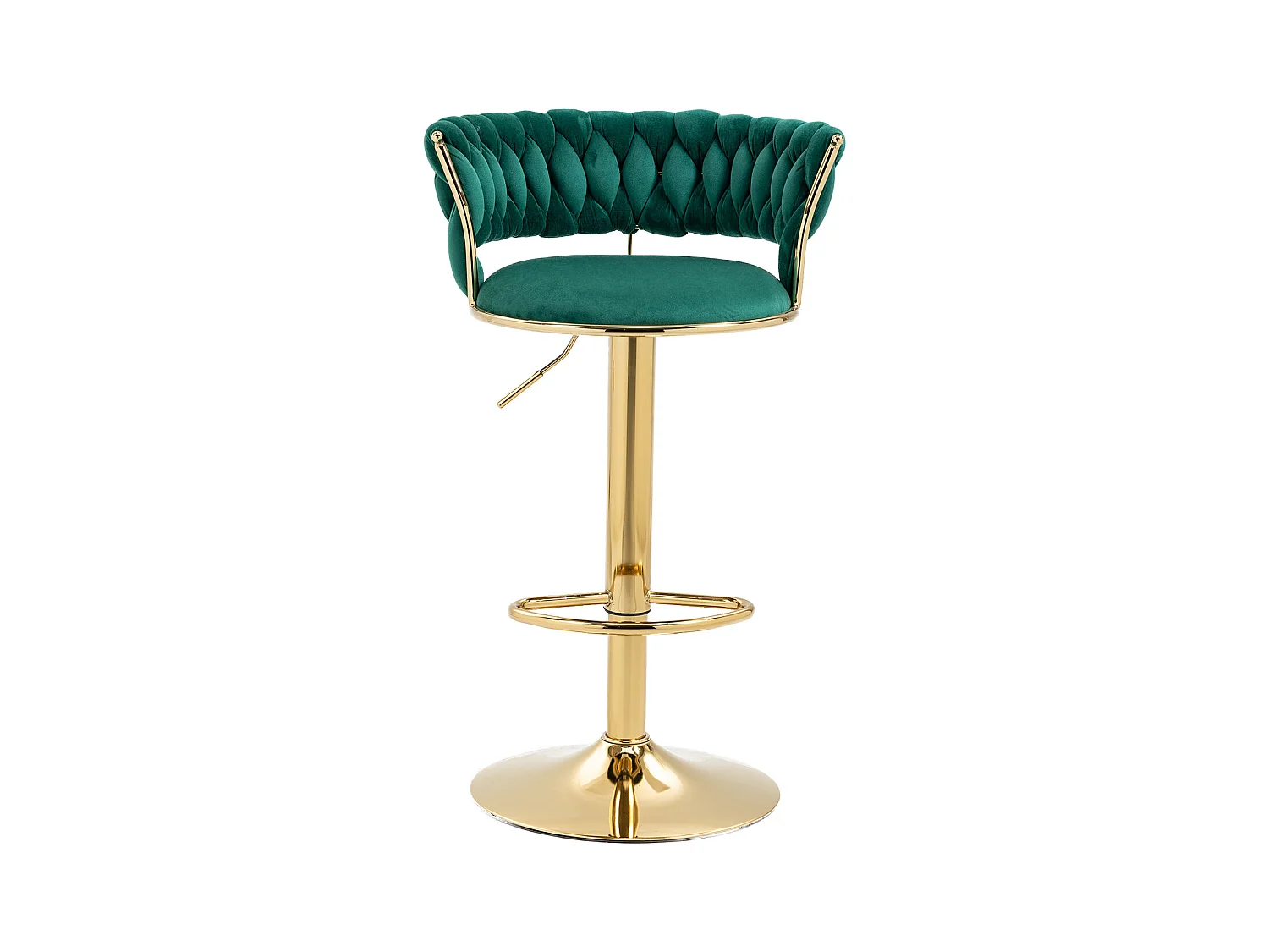Set de 2 Tabourets de bar pivotantes à 360° et réglables en hauteur avec repose-pieds, velours, vert et argent