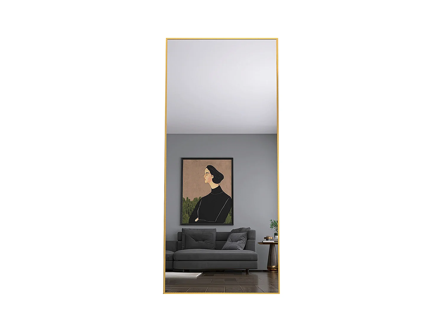 Miroir sur Pied Rectangle avec Cadre en Métal Miroir sur Pied HD Grand pour Salon, Chambre et Dressing Miroir Doré 180x80cm