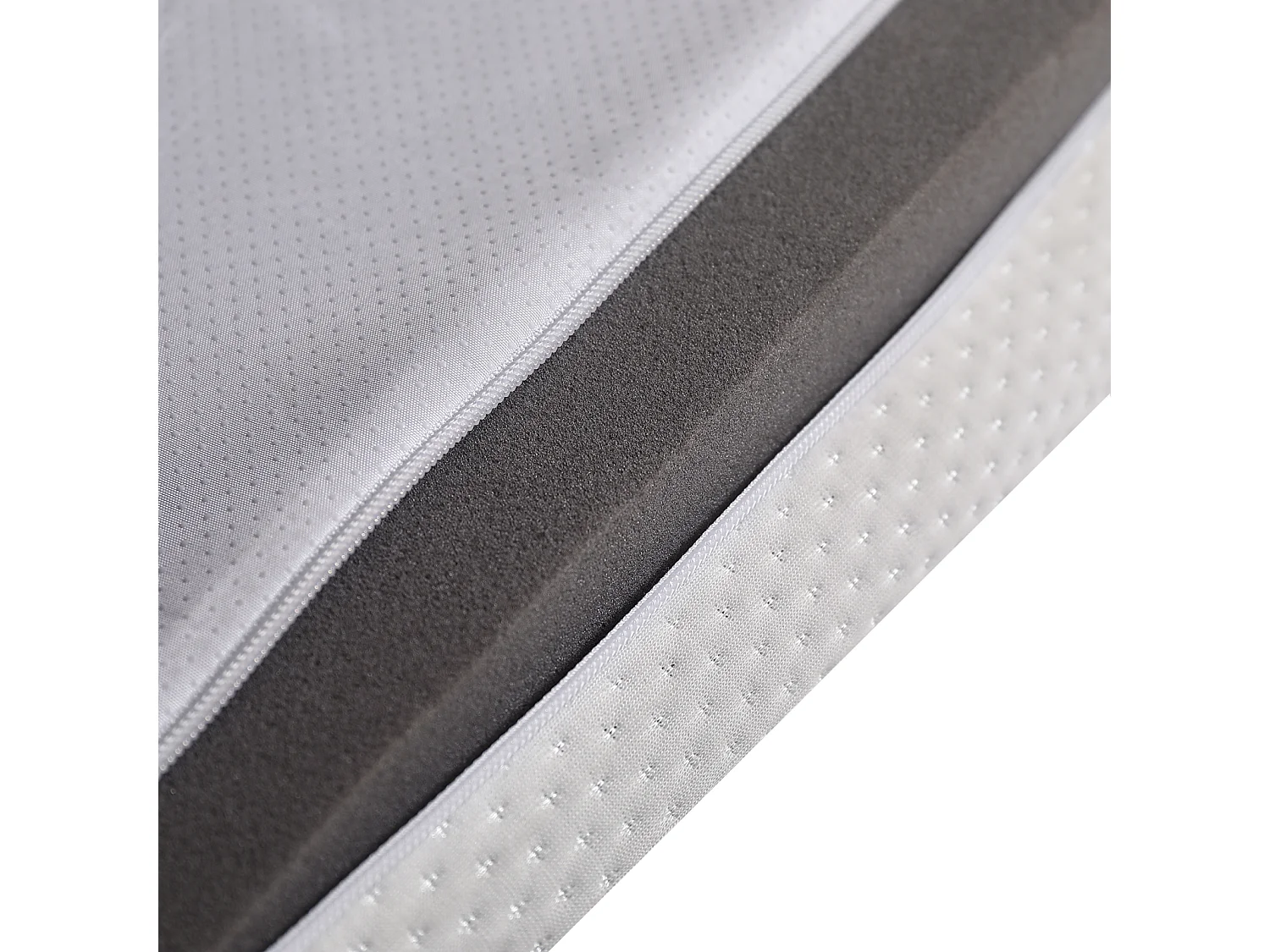 Matelas 90x200cm, tissu nid d'abeille, certifié Oeko-Tex, dureté H3, housse blanche + éponge 23D gris