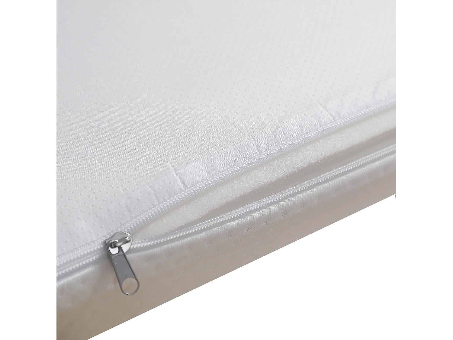 Matelas 140x200cm piable, tissu nid d'abeille, certifié Oeko-Tex, dureté H3, housse blanche + éponge 23D blanc