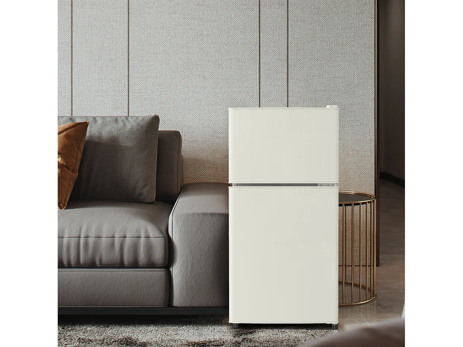 Mini Réfrigérateur - 22L congélateur + 38L réfrigérateur - 42.5x45.5x86.8cm - 163 kWh/an, lumière LED - Classe F -Blanc