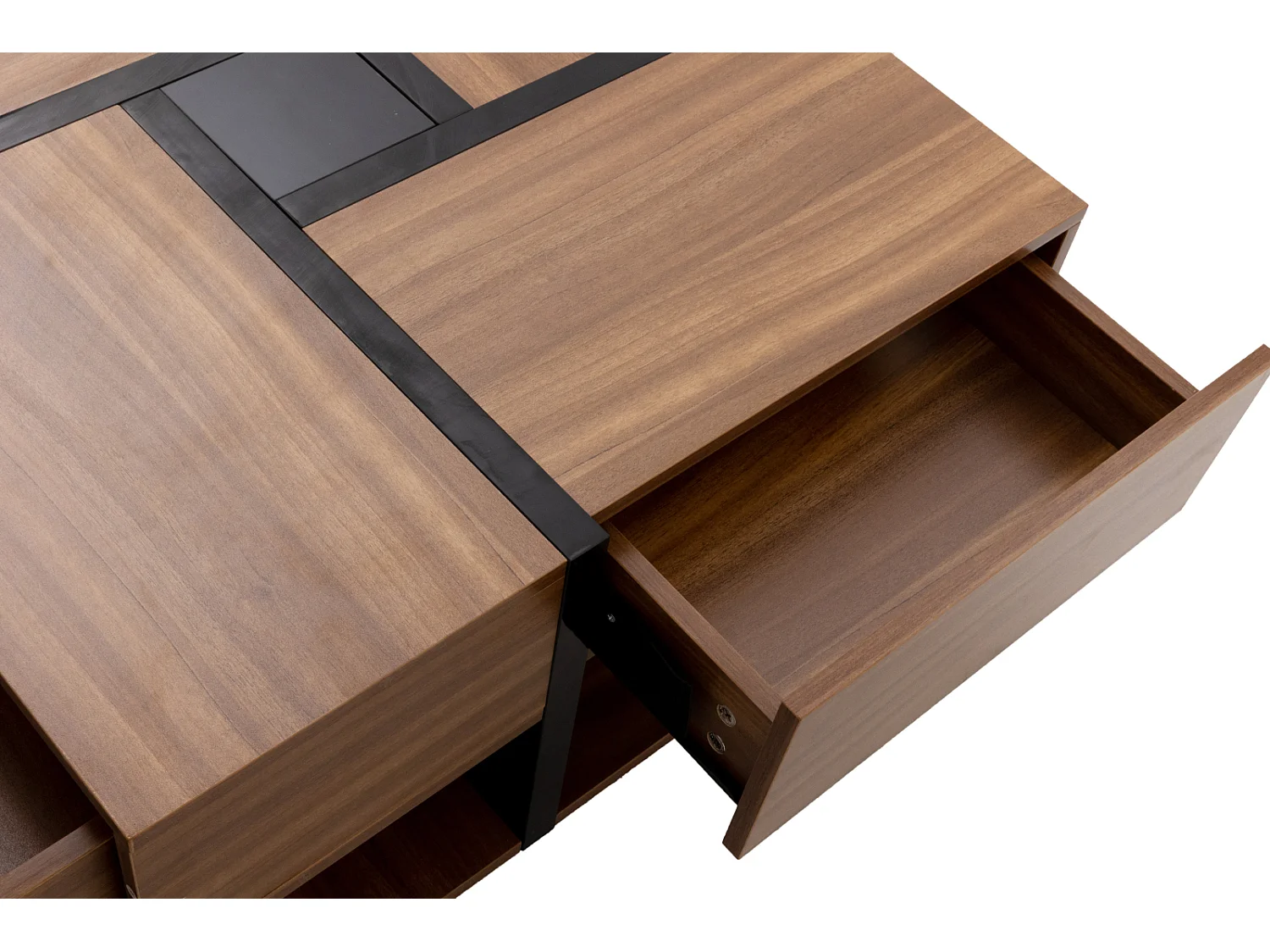 Mesa de centro cuadrada alto brillo, con 4 cajones, diseño único, espacio de almacenamiento en la parte inferior, 78x78x36cm natural