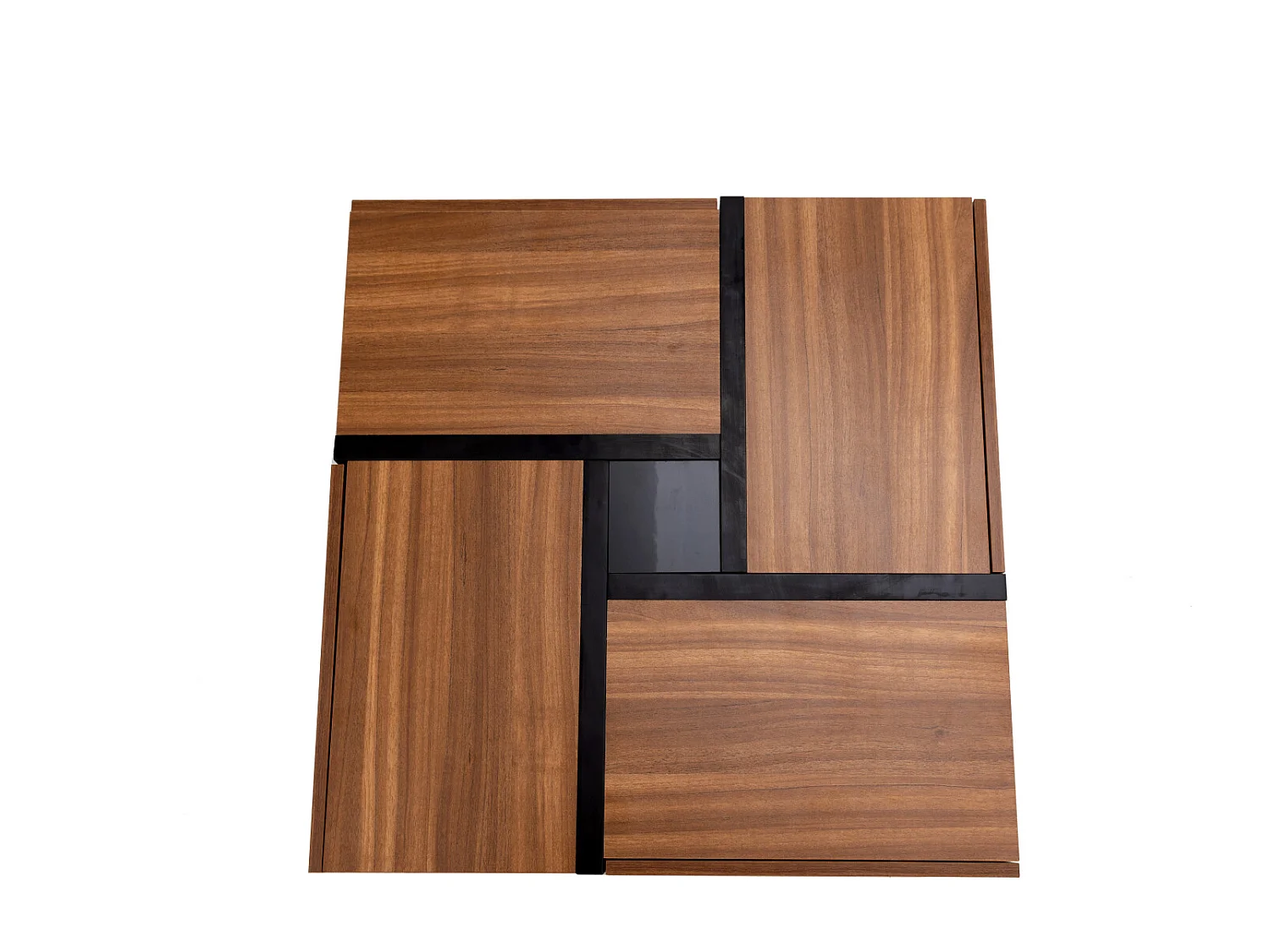 Mesa de centro cuadrada alto brillo, con 4 cajones, diseño único, espacio de almacenamiento en la parte inferior, 78x78x36cm natural