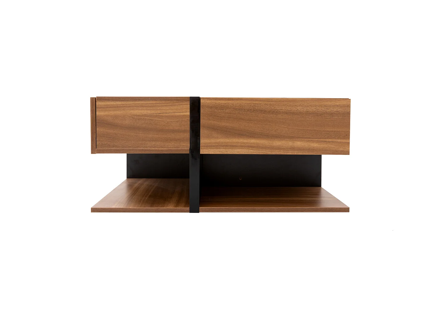 Table basse carrée haute brillance, avec 4 tiroirs, design uniques, espace de rangement en bas, 78x78x36cm naturel