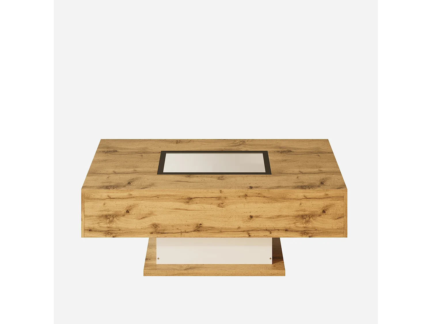 Table basse, table de salon avec lumière LED et deux tiroirs, 110,2x60x39,7cm, couleur bois