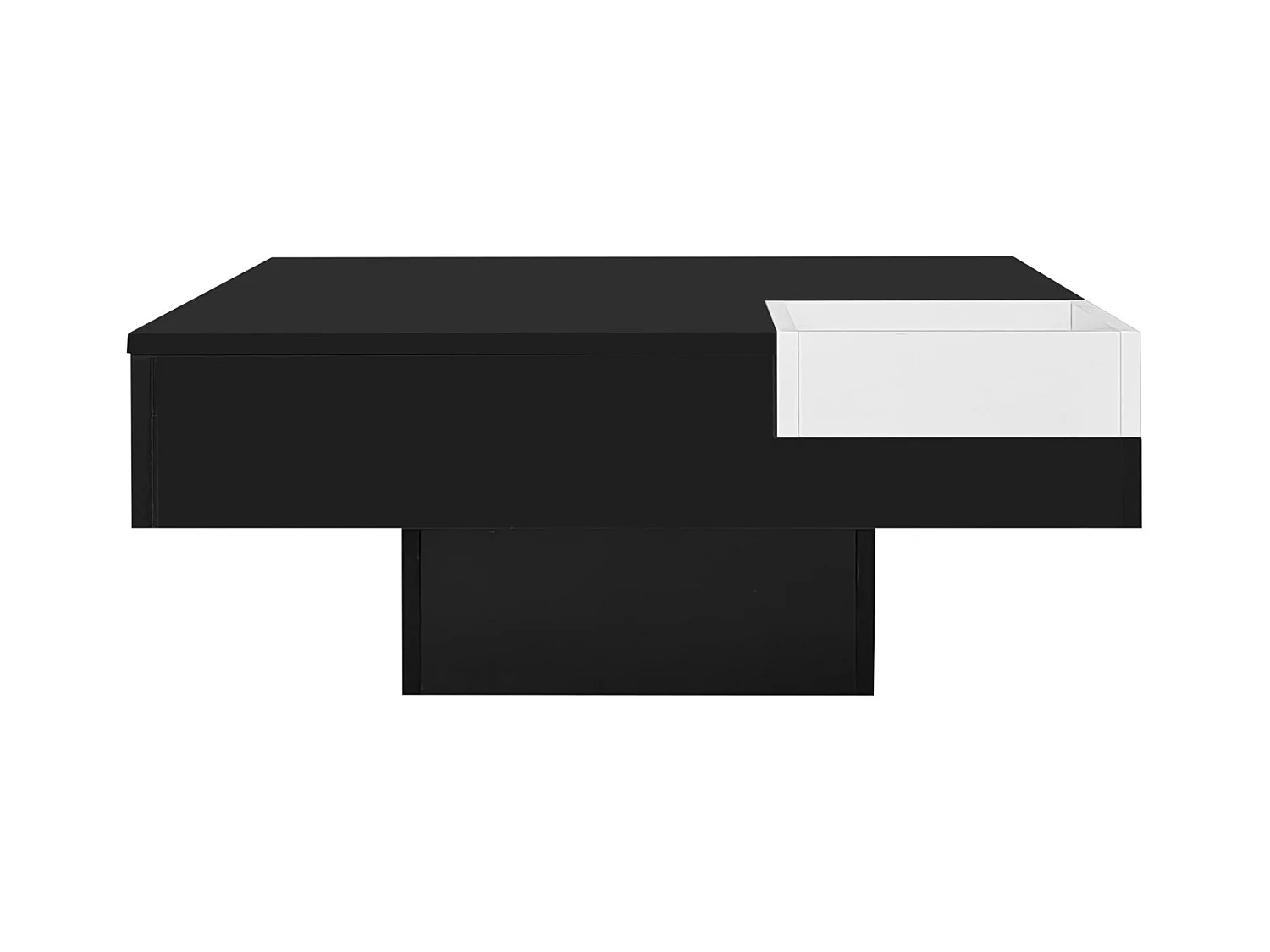 Table basse LED carré 72x72x30 cm, table de salon, table d'appoint avec boîte de rangement amovible, coloris noir