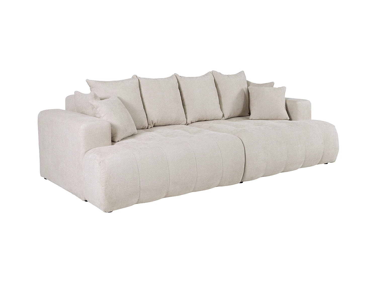 Vierzitsbank met comfortabele diepe zitting van beige stof met textuur MOTINO