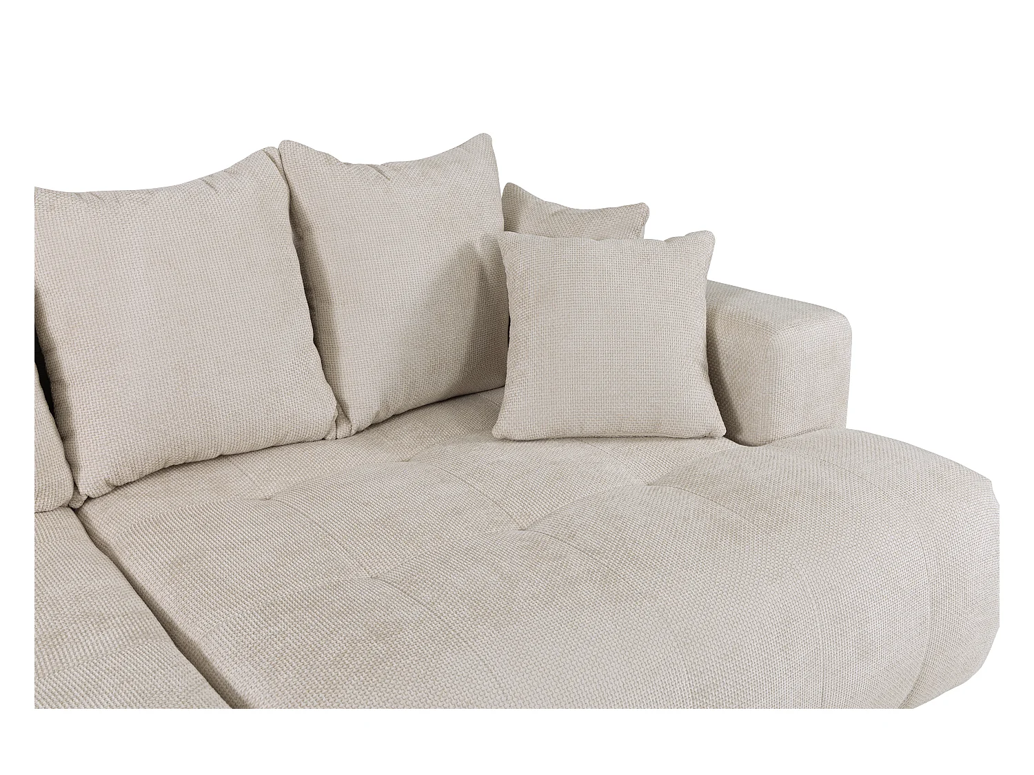 Vierzitsbank met comfortabele diepe zitting van beige stof met textuur MOTINO